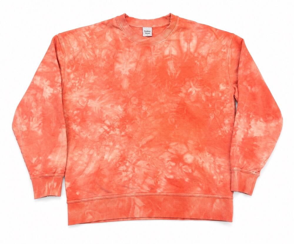 Outdoor Voices Tie Dye Crewneck Sweatshirt S 100% Cotton Coral Peach Pullover